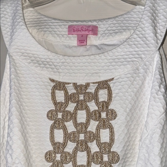 Lilly Pulitzer White Dress with Gold Accents - Picture 2 of 5